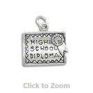 High School Diploma Graduation Sterling Silver Charm Pendant Jewelry 73366