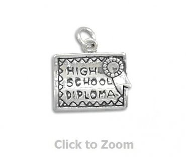 High School Diploma Graduation Sterling Silver Charm Pendant Jewelry 73366