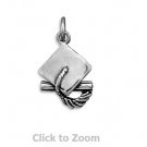 Graduation Cap and Tassel Sterling Silver Charm Pendant Jewelry 5497