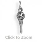 Oxidized Sterling Silver Golf Tee Jewelry Charm 74415