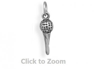 Oxidized Sterling Silver Golf Tee Jewelry Charm 74415