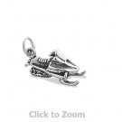 Oxidized Sterling Silver Snowmobile Jewelry Charm 74419