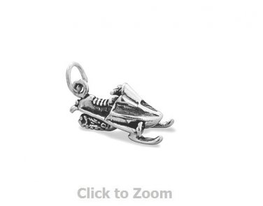 Oxidized Sterling Silver Snowmobile Jewelry Charm 74419