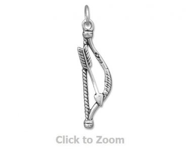 Oxidized Sterling Silver Bow and Arrow Archer Jewelry Charm 74452