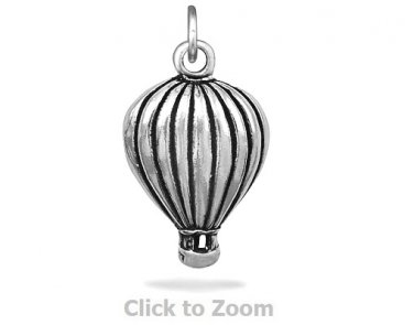 Oxidized Sterling Silver Hot Air Balloon Jewelry Charm 74457
