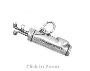 Oxidized Sterling Silver Golf Bag Pendant Jewelry Charm 74460