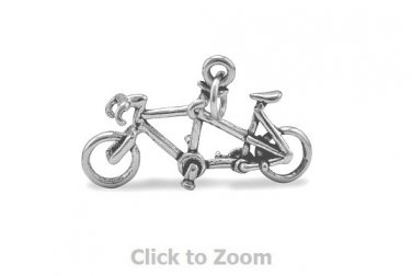 Oxidized Sterling Sliver Tandem Bicycle Jewelry Charm 74421