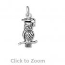 Wise Owl Graduation Cap Sterling Silver Charm Pendant Jewelry 73056