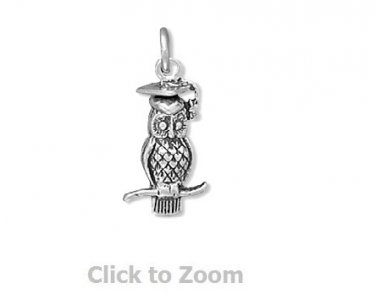 Wise Owl Graduation Cap Sterling Silver Charm Pendant Jewelry 73056