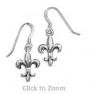 Sterling Silver Fleur de Lis Earrings on French Wire Jewelry 1100