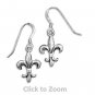 Sterling Silver Fleur de Lis Earrings on French Wire Jewelry 1100