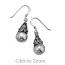Sterling Silver 8mm Bead with Bali Cap Earrings on French Wire Jewelry 62569