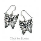 Oxidized Sterling Silver Butterfly French Hook Earrings  65194