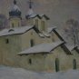 Winter Landscape Painting Original oil cardboard painting Soviet of the USSR