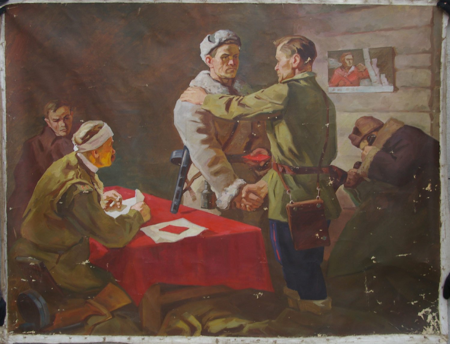 oil-painting-handmade-vintage-soviet-socialist-realist-propaganda-ussr