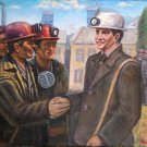 Oil Painting Handmade Vintage Soviet Socialist Realist propaganda USSR