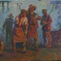Oil Painting Handmade Vintage Soviet Socialist Realist propaganda USSR