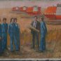 Oil Painting Handmade Vintage Soviet Socialist Realist propaganda USSR