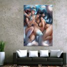 Sexy Anime Lesbian Art Print 40 x 60 Canvas