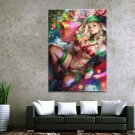 Sexy Anime Christmas Girl Print 40 x 60 Canvas
