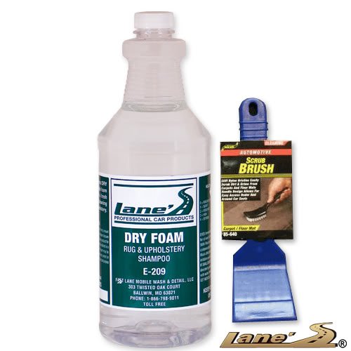 Dry Foam Professional Carpet Upholstery Seat Cleaner & Carpet Scrub Brush Kit 16oz