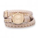 Pink Leather Fashion Wrap Watch