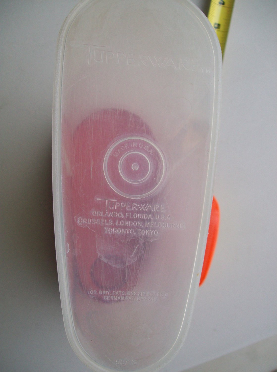 Tupperware Drink Beverage Container Clear Red Lid Slim Buddy