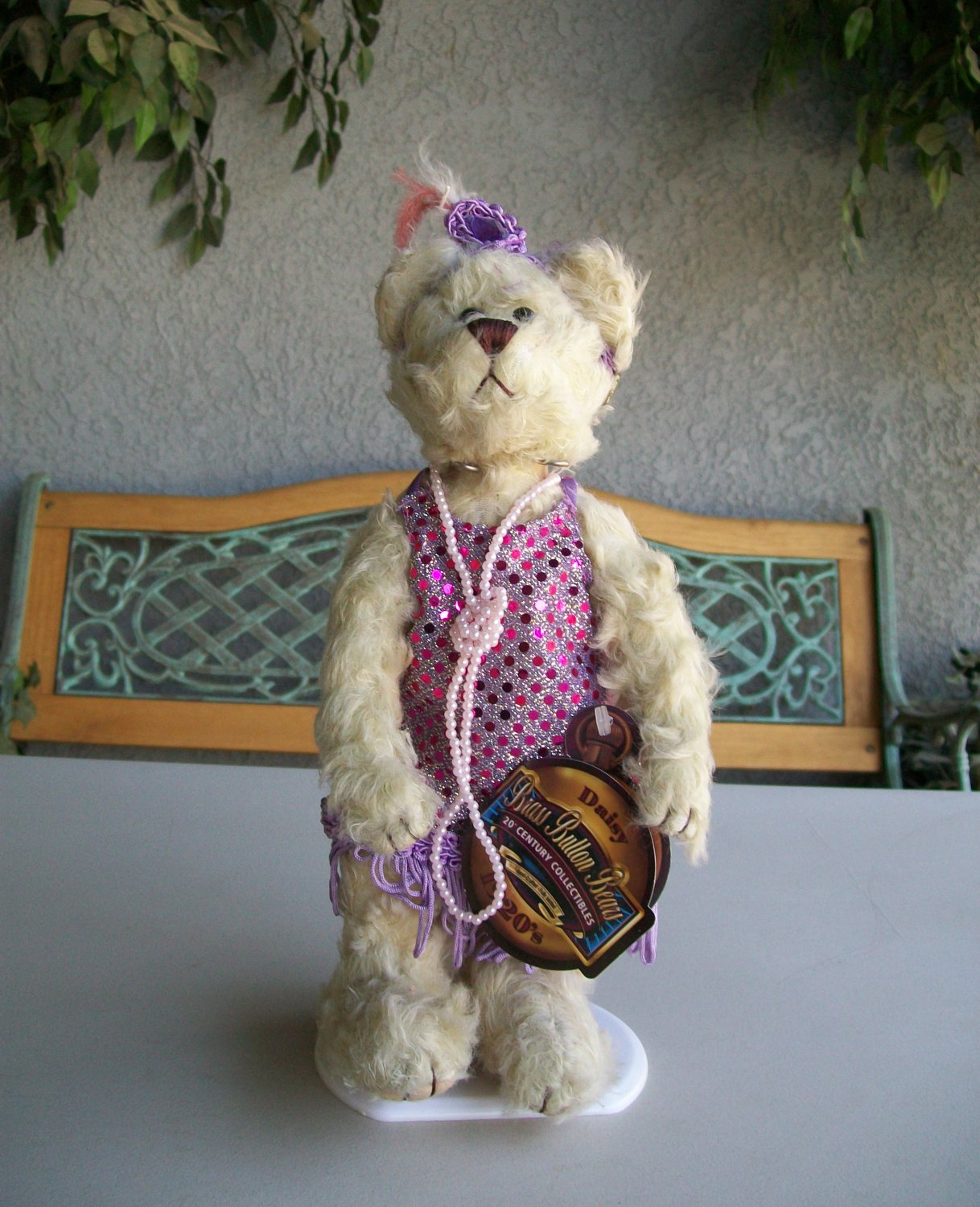 Brass Button Bear Daisy 1920 s Flapper Pickford 1999 With Stand