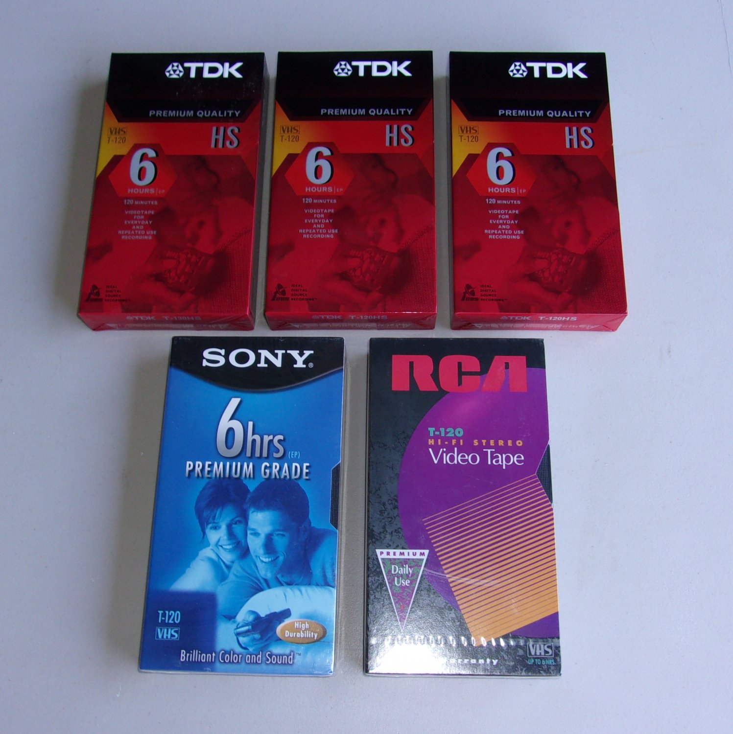 Blank VHS Tapes Lot Vintage Sealed TDK RCA Sony Premium Grade 6 Hours