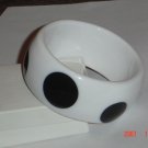 Lucite Wide Polka Dot Bangle Bracelet White Black