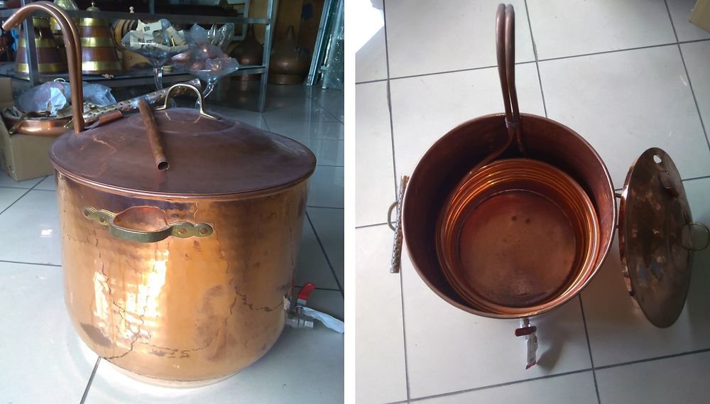 beer copper pot with coil 33 liters / 35 US quarts * handmade