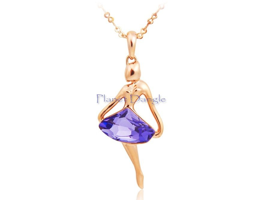 Ballerina 18K RGP Gold-filled Purple Cubic Zirconia Pendant Necklace