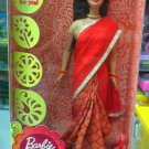2014 NIB Barbie In India Pinkish Orange Ethnic Saree & Jewelry Beautiful Doll