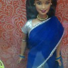 2014 NIB Barbie In India Royal Blue & Silver Ethnic Saree & Jewelry Beautiful