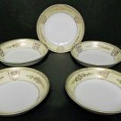 Antique Nippon Noritake 6 Piece Gold Gilt & Cream Large Fruit & Berry Bowl Set