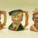 Lot of Three Vintage Artmark Character Toby Jugs from Portugal, VGC