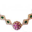 European Ruby Emerald White Topaz Chain Link Bracelet 925 Sterling Silver New