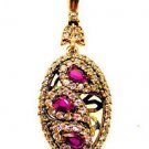 Turkish Ruby & Topaz Pendant Size 4cm 925K Sterling Silver Brand New