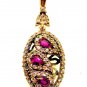Turkish Ruby & Topaz Pendant Size 4cm 925K Sterling Silver Brand New