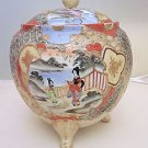 Nippon Royal Satsuma Handpainted Tri-Footed Humidor Biscuit Jar Circa 1900-1920