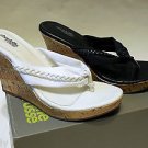 Charlotte Russe Colette Black Platform Cork Wedge Sandals Size 9 Brand New