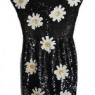 Adrienne Vittadini Black Sequin & Daisy Cocktail Dress Sz 6 NWT List Price $340