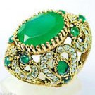 Turkish Emerald Topaz 925K Sterling Silver Cocktail Ring Size 7.5 Brand New
