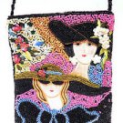 Handmade Ladies in Hats & Bows Beaded &  Embroidered Evening Bag Brand New