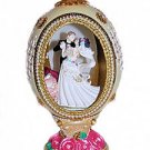 Decorated Jeweled & Hand Carved Ostrich Egg Wedding Cake Topper Collectible New