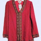 LAURENCE KAZAR Red Silk Beaded Evening Jacket Sz S NWT List Price $99.99
