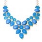 Chalcedony Turquoise 925 Sterling Silver Overlay Necklace & Earrings  Brand New