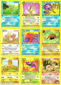 9X Rare 1st Ed. Pokemon Dark Jolteon-Zubat-Tentacruel-Horsea-Brock's Vulpix etc.