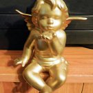 Hand Painted Gold Ceramic Shelf Angel Blowing Kisses Brand New