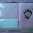 Snugly Baby 4 Piece Gift Set Fleese Blanket 2 Knit Crib Sheets Reusable Tote Bag